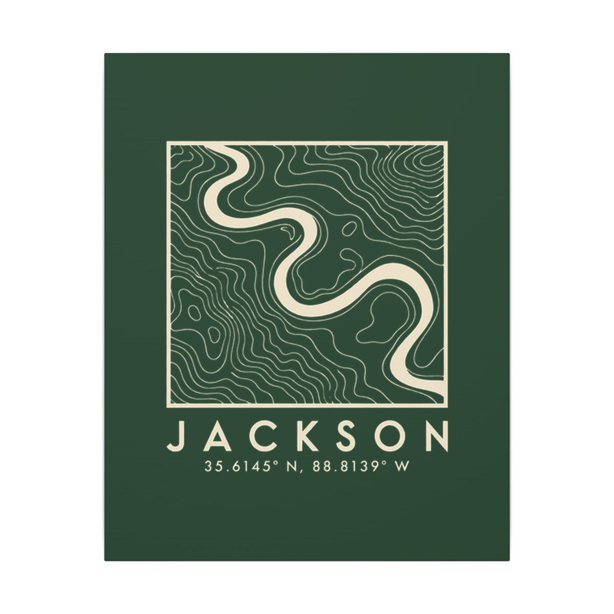 Jackson Topo Map Canvas Print (Forest Green)