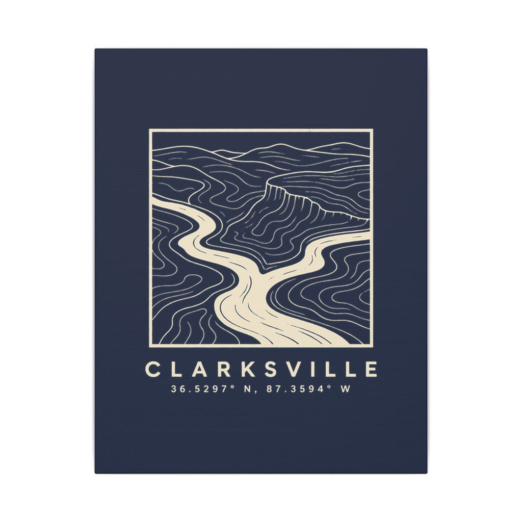 Clarksville Topo Map Canvas Print (Navy)