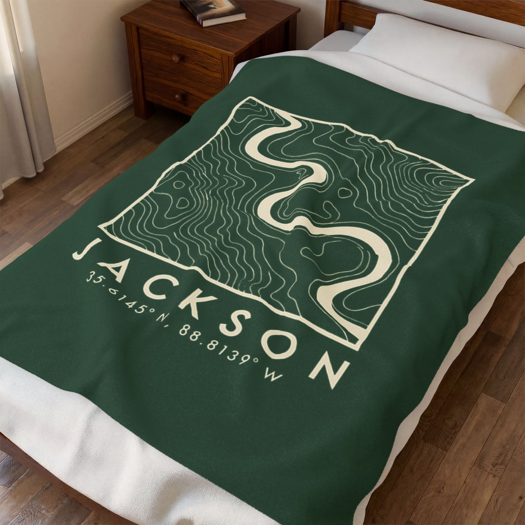 Jackson Topo Map Blanket (Forest Green)