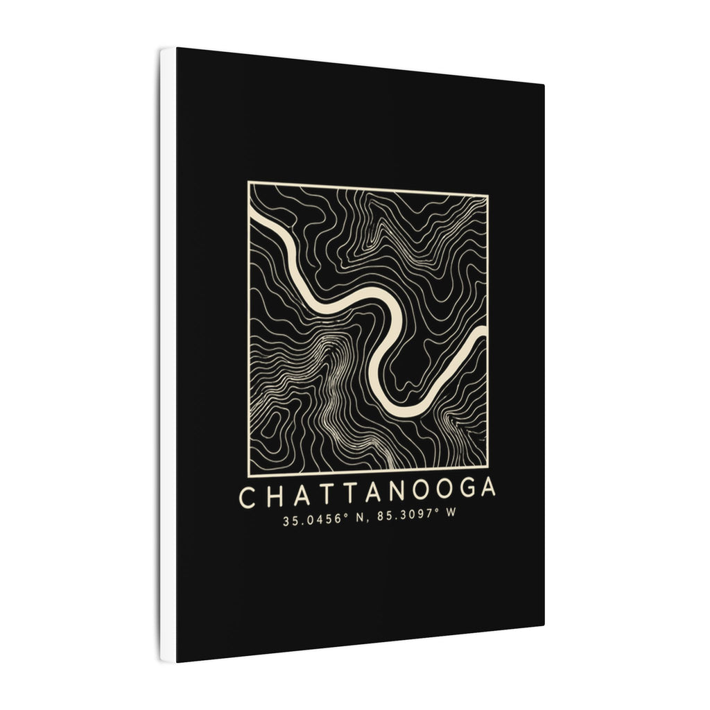Chattanooga Topo Map Canvas Print (Black)