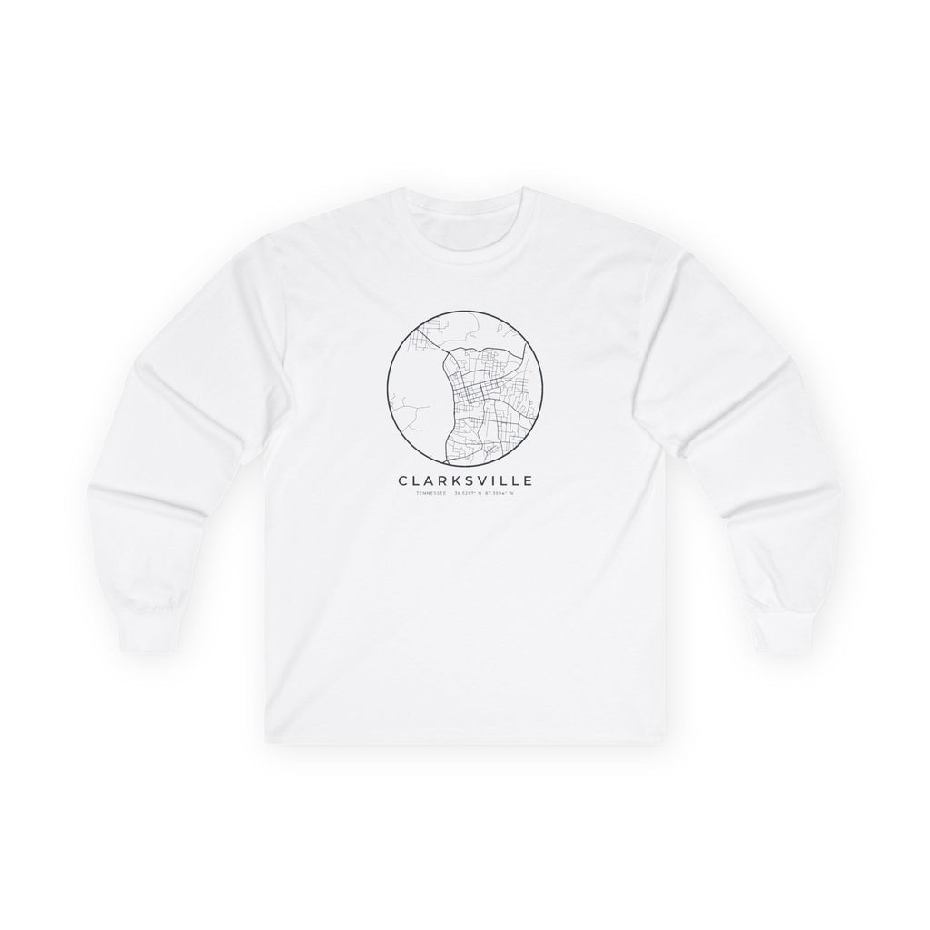 Clarksville Street Map Long Sleeve T-Shirt