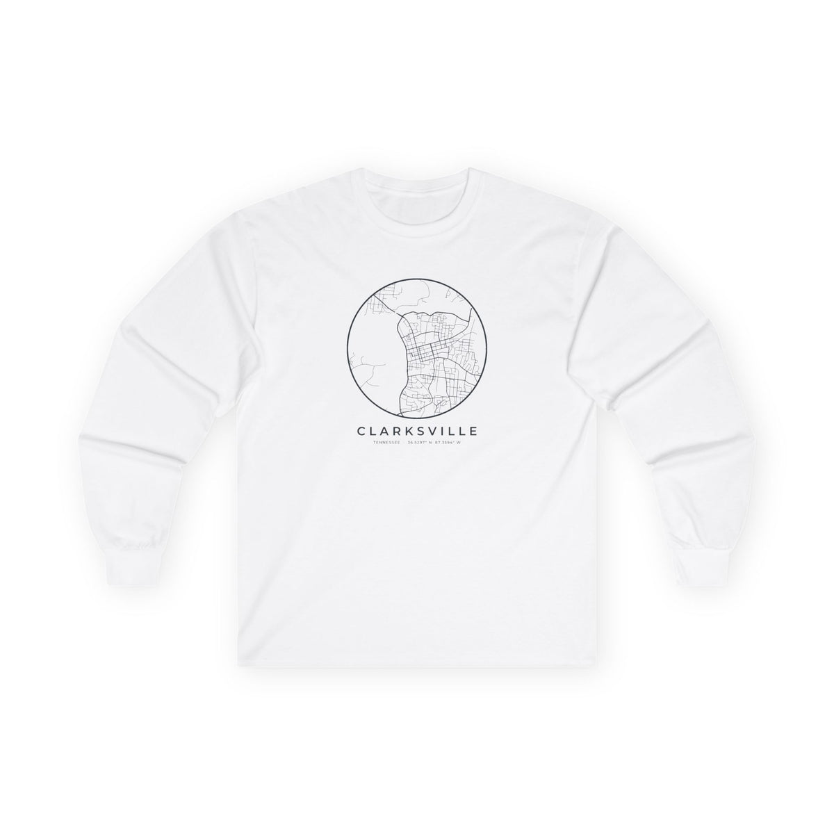 Clarksville Street Map Long Sleeve T-Shirt