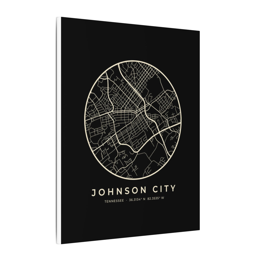 Johnson City Street Map Canvas Print (Black)