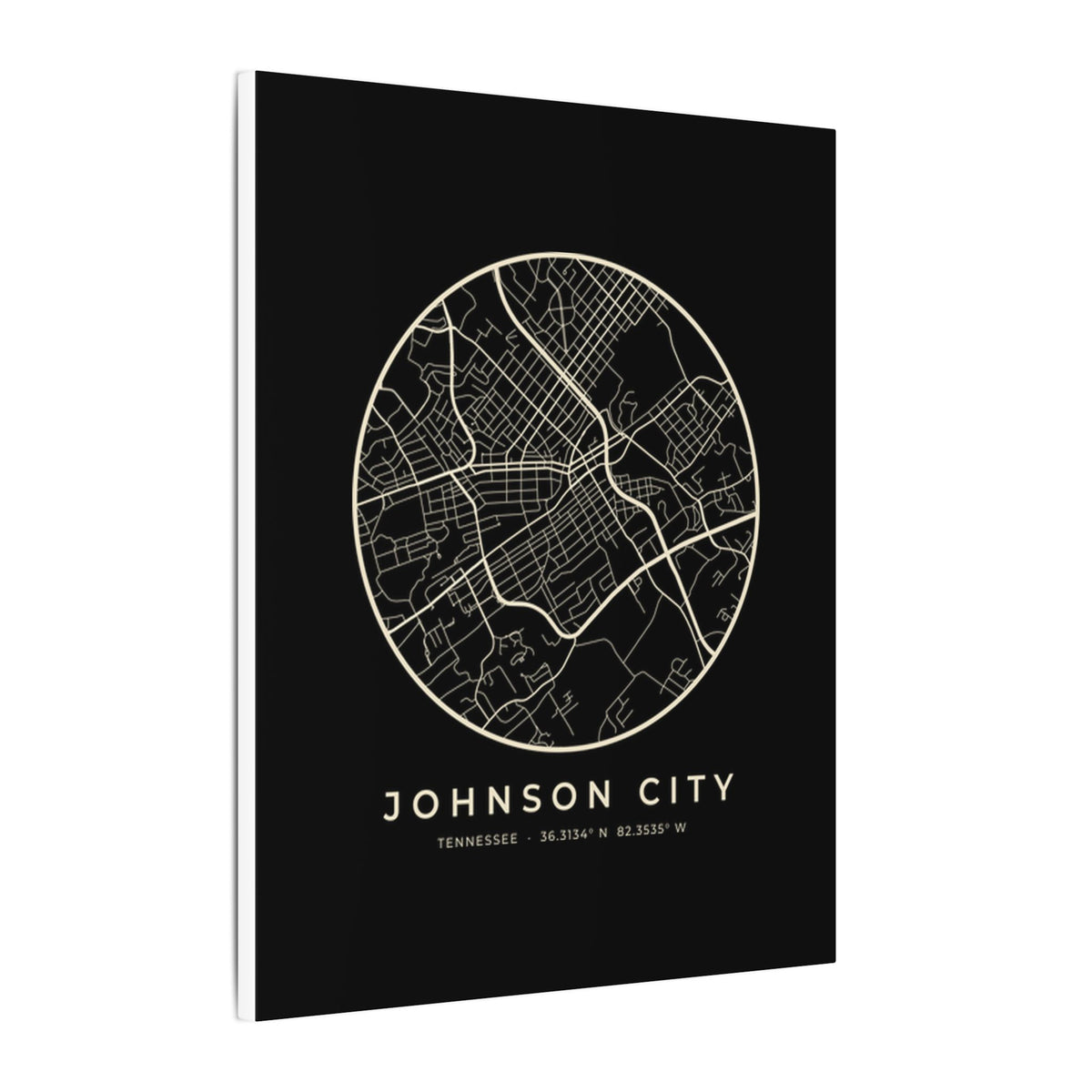 Johnson City Street Map Canvas Print (Black)