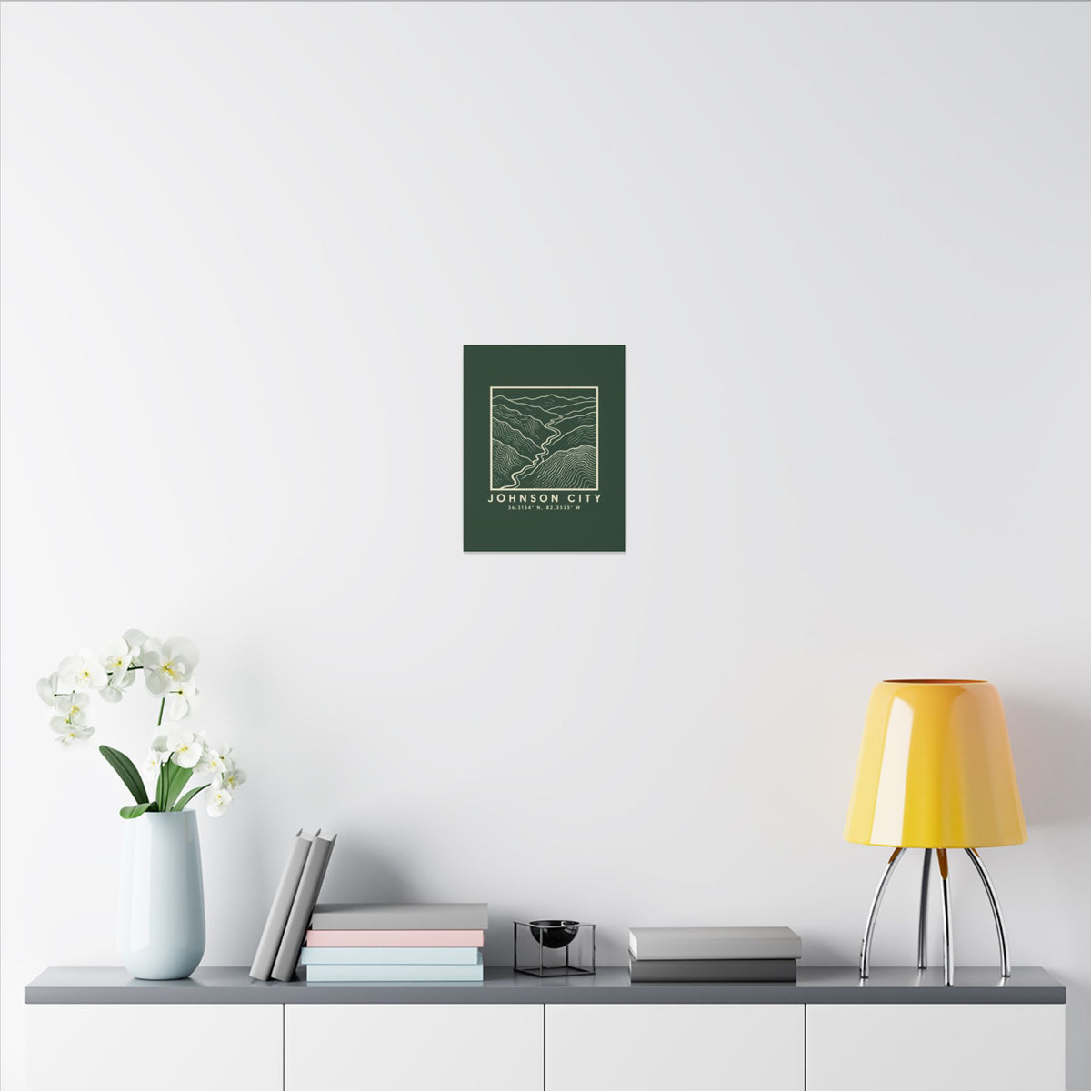 Johnson City Topo Map Canvas Print (Forest Green)
