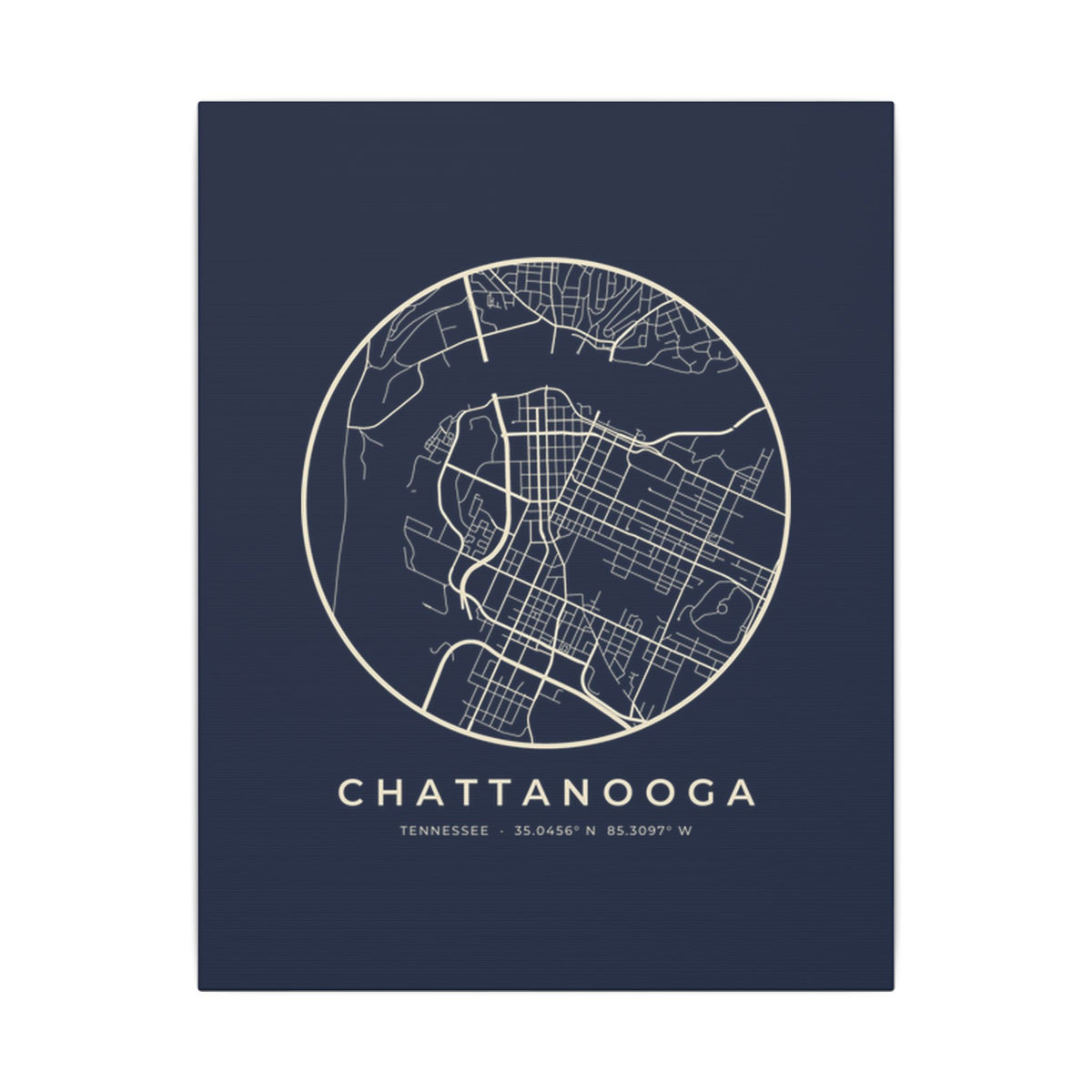 Chattanooga Street Map Canvas Print (Navy)