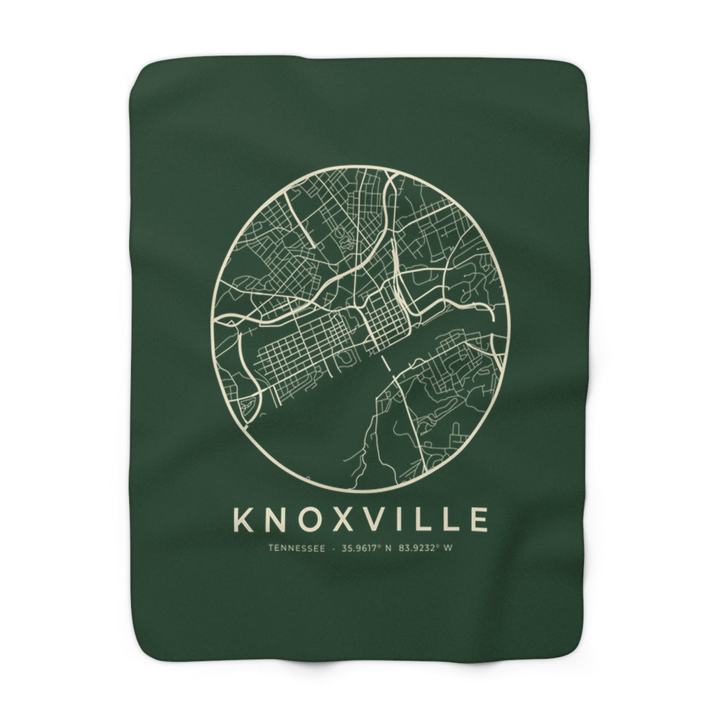 Knoxville Street Map Sherpa Blanket (Forest Green)