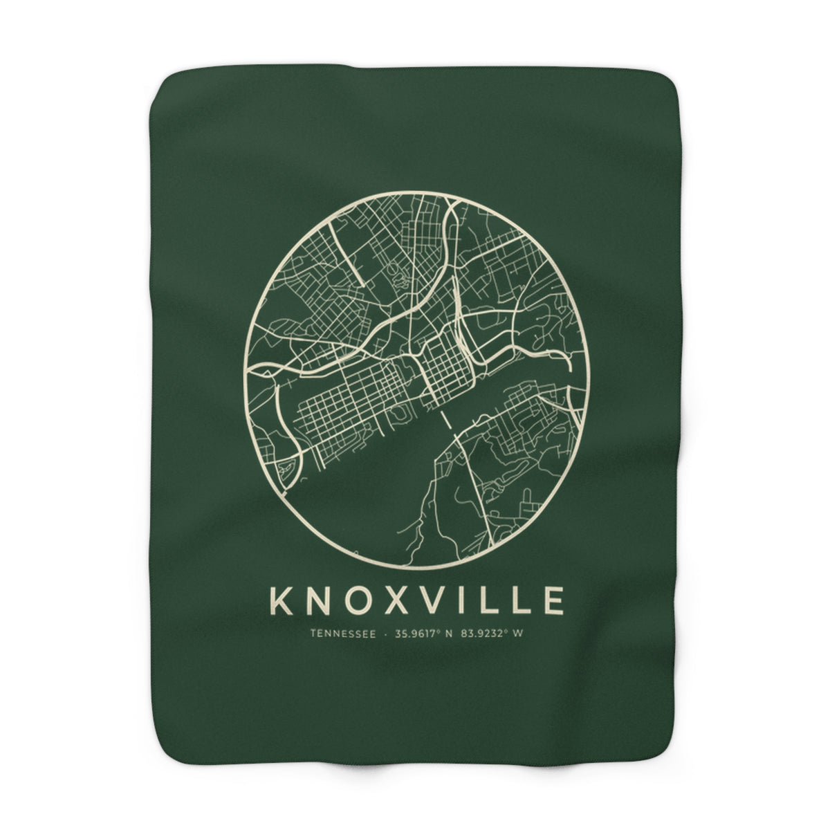 Knoxville Street Map Sherpa Blanket (Forest Green)