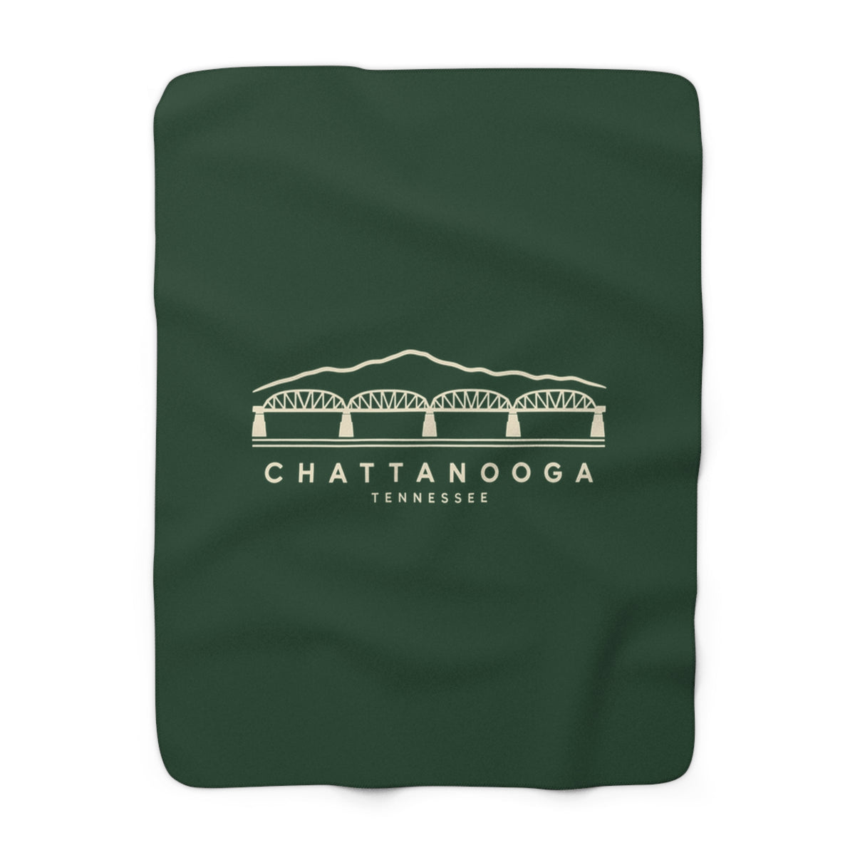 Chattanooga Walnut Street Bridge Sherpa Blanket (Forest Green)