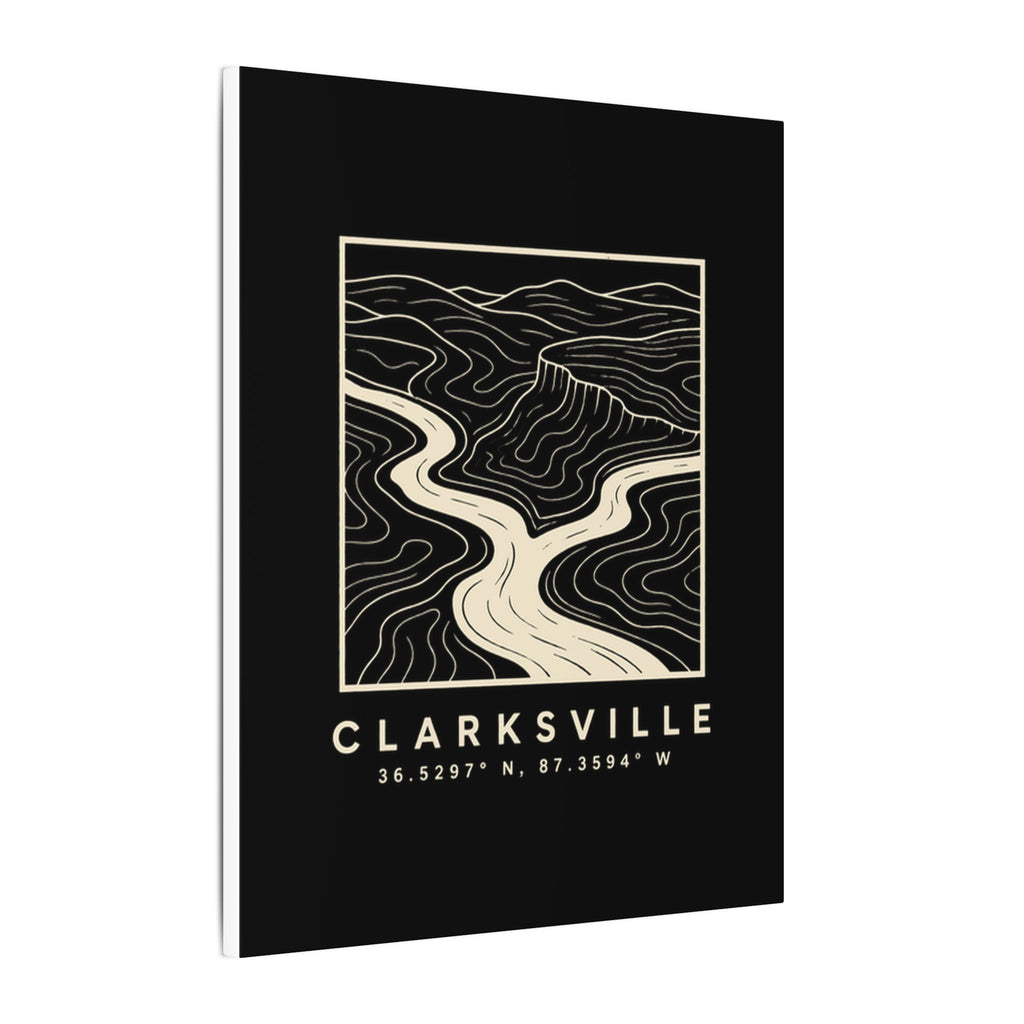 Clarksville Topo Map Canvas Print (Black)