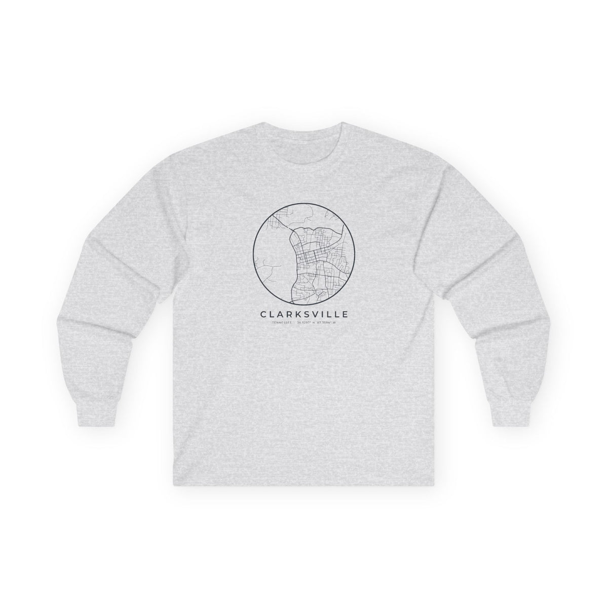 Clarksville Street Map Long Sleeve T-Shirt