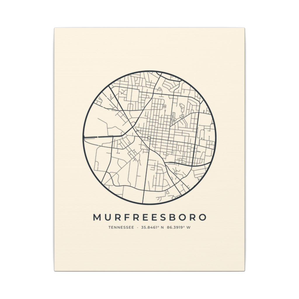 Murfreesboro Street Map Canvas Print