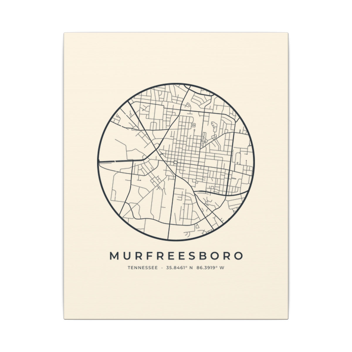 Murfreesboro Street Map Canvas Print