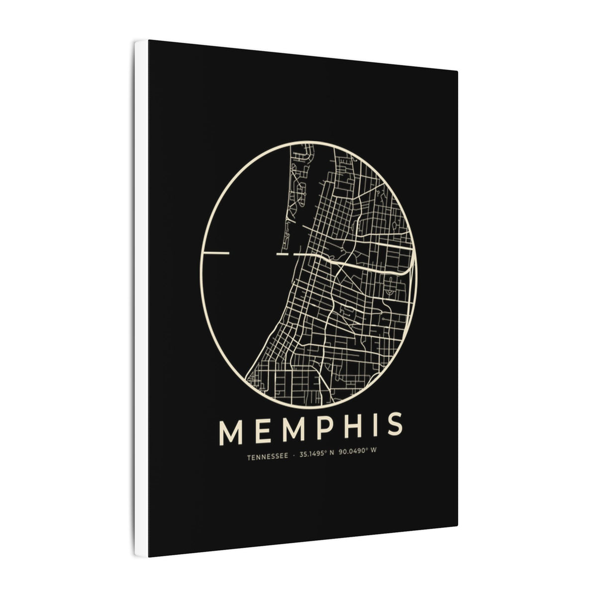Memphis Street Map Canvas Print (Black)