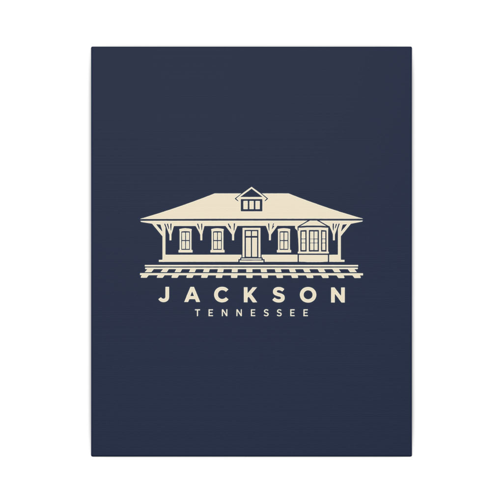 Jackson Train Depot Canvas Print (Navy)