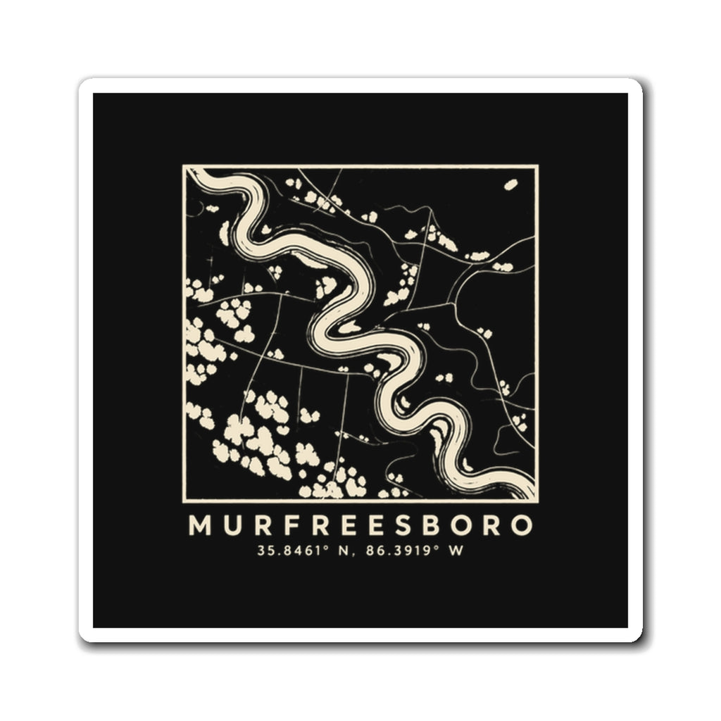 Murfreesboro Topo Map Magnet (Black)