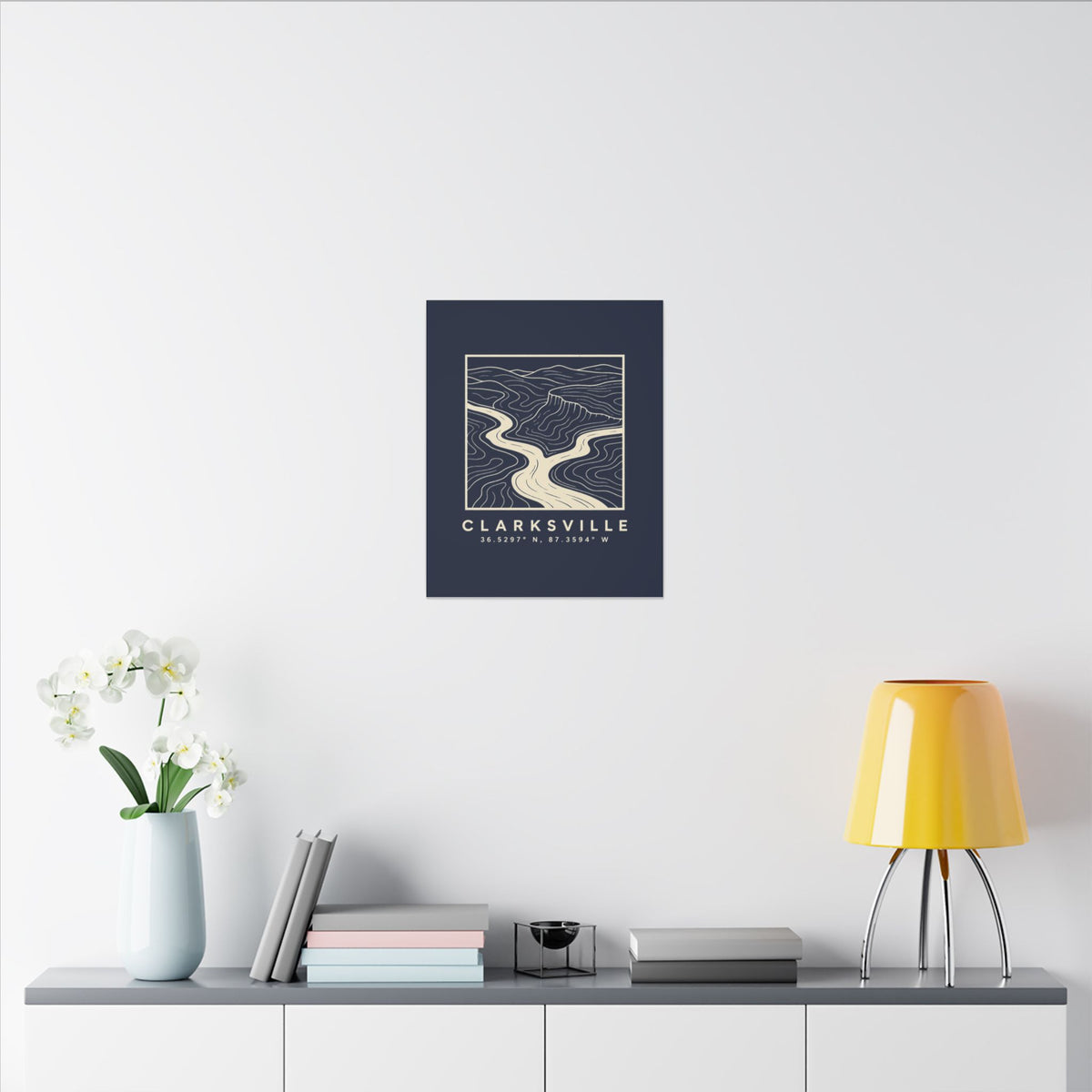Clarksville Topo Map Canvas Print (Navy)