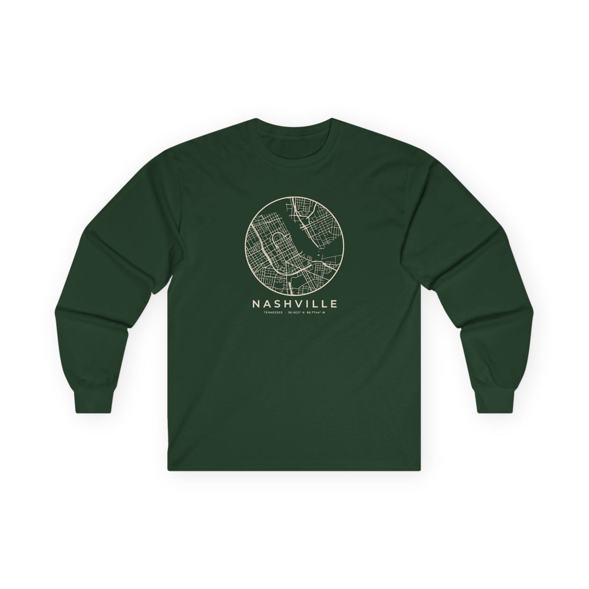 Nashville Street Map Long Sleeve T-Shirt
