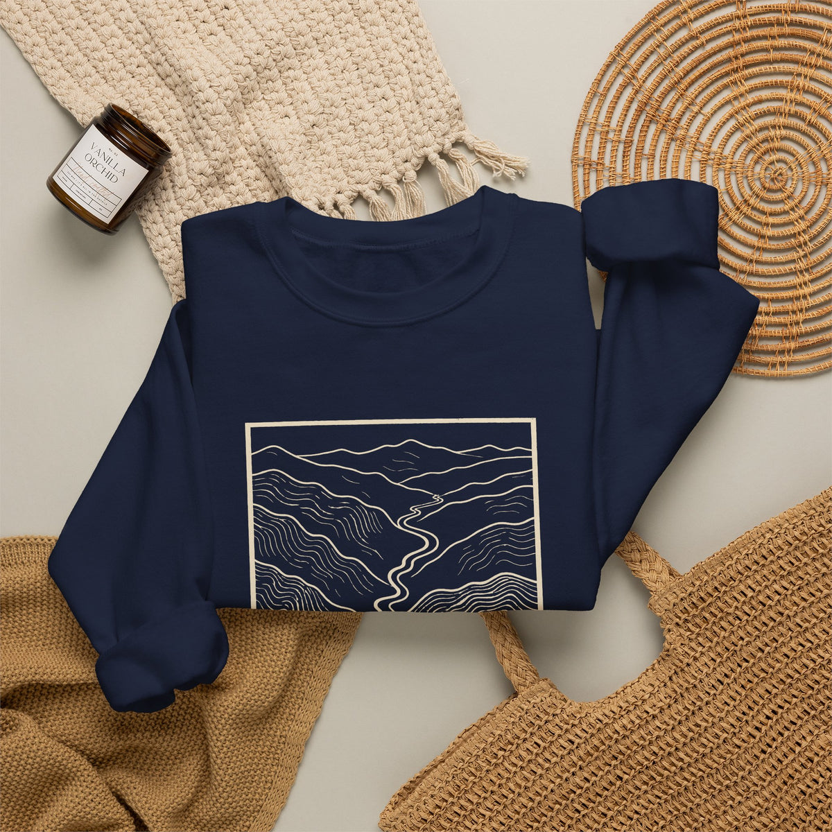 Johnson City Topo Map Crewneck Sweatshirt