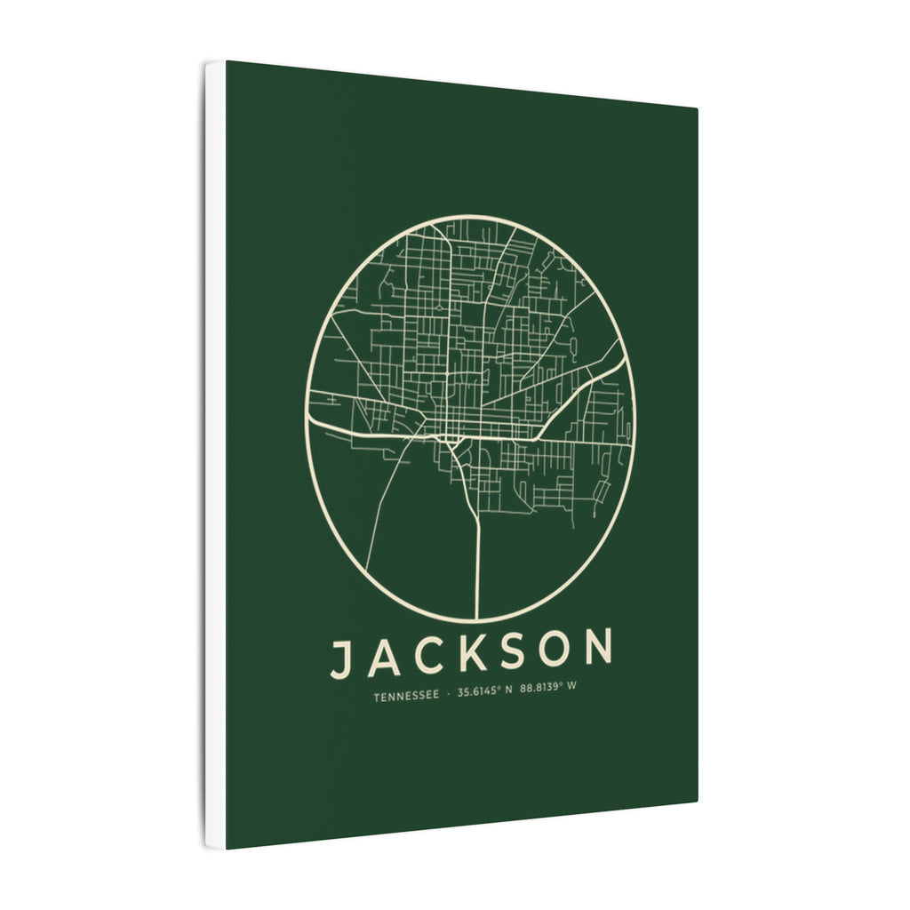 Jackson Street Map Canvas Print (Forest Green)