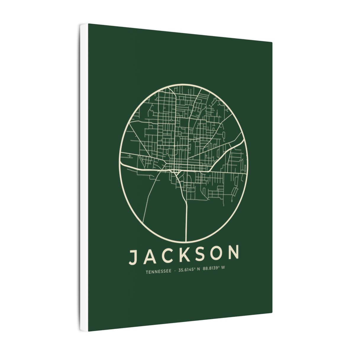 Jackson Street Map Canvas Print (Forest Green)