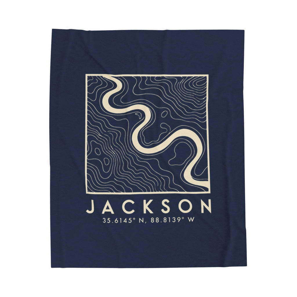 Jackson Topo Map Blanket (Navy)