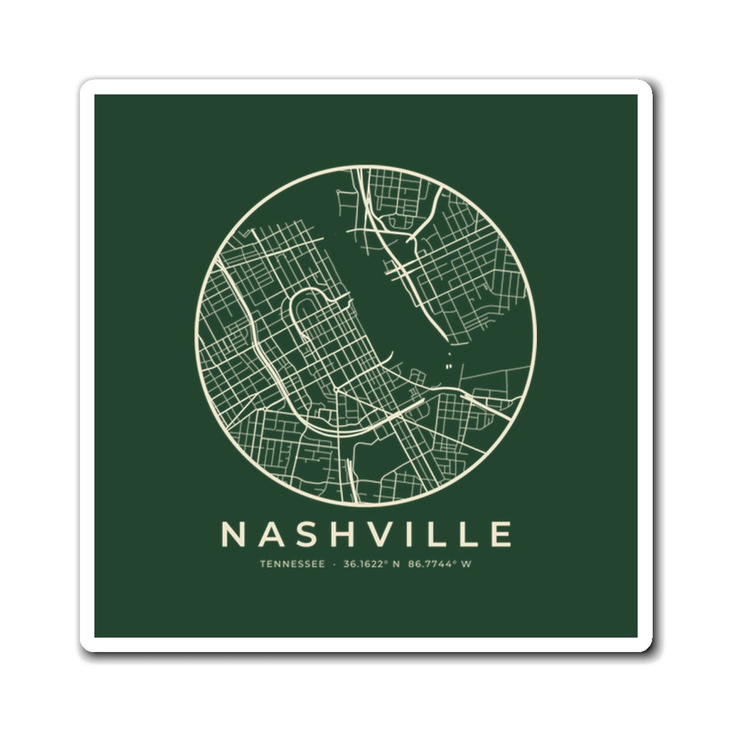 Nashville Street Map Magnet (Forest Green)