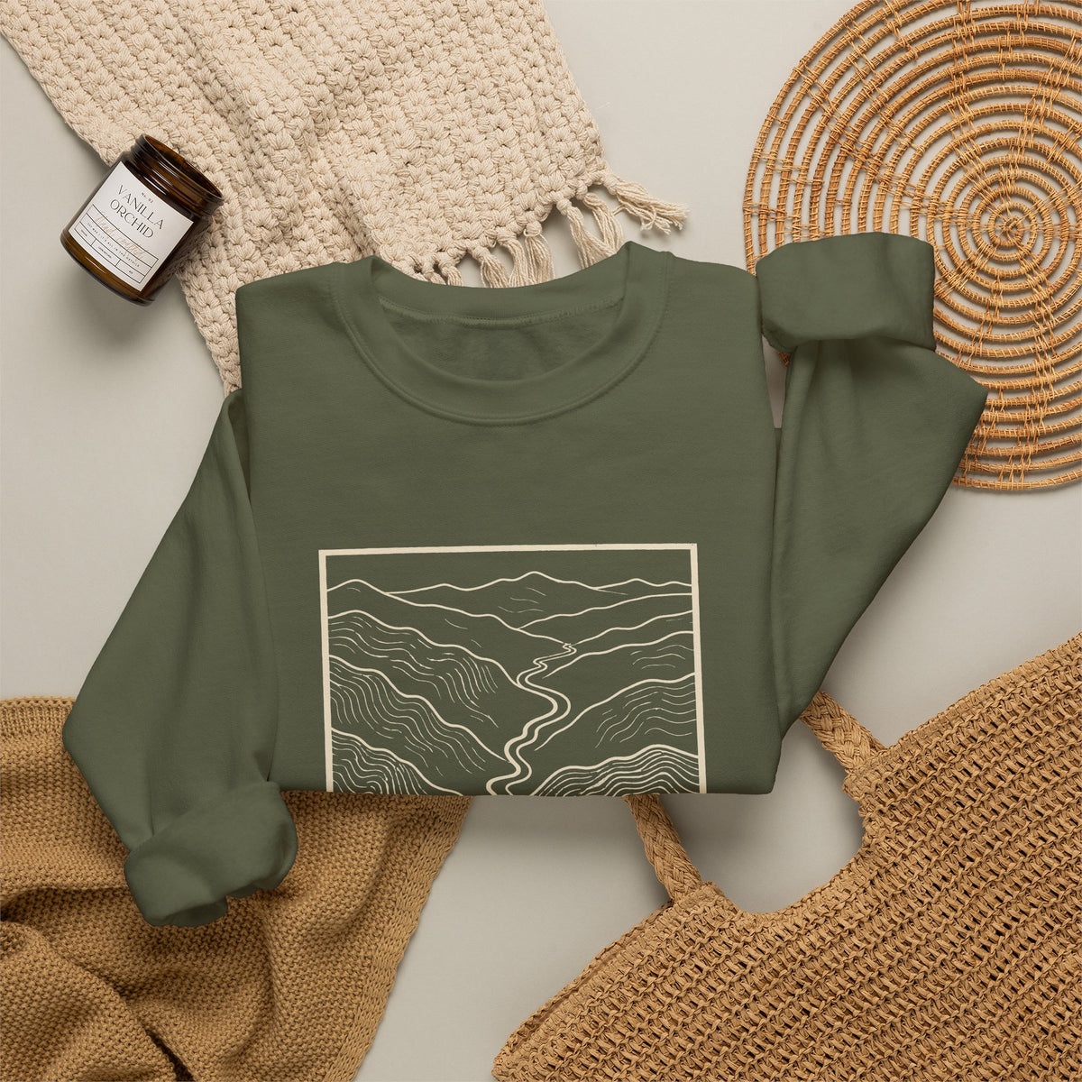 Johnson City Topo Map Crewneck Sweatshirt