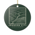 Johnson City Topo Map Ornament (Forest Green)