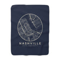 Nashville Street Map Sherpa Blanket (Navy)