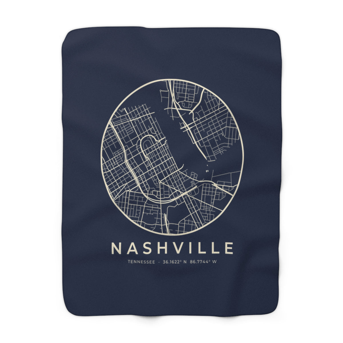 Nashville Street Map Sherpa Blanket (Navy)