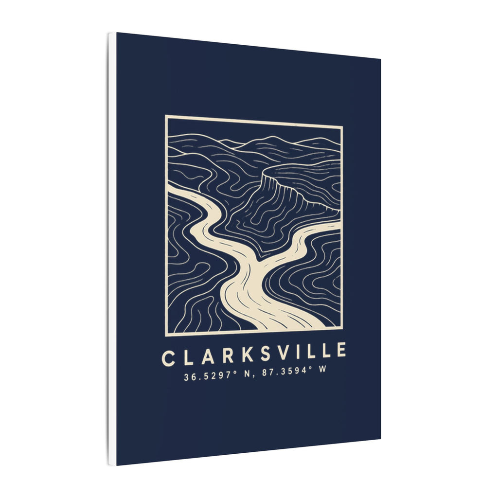 Clarksville Topo Map Canvas Print (Navy)