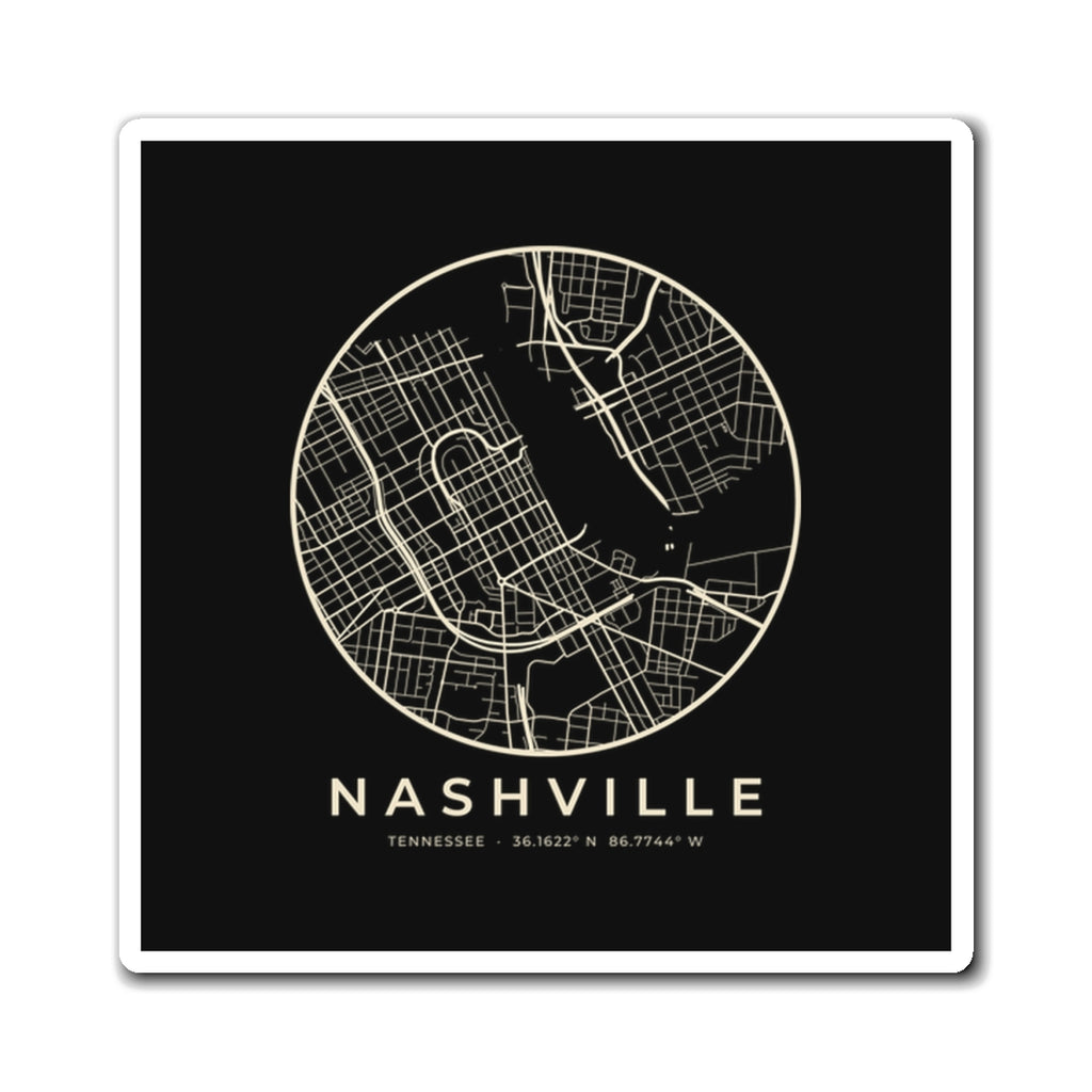 Nashville Street Map Magnet (Black)