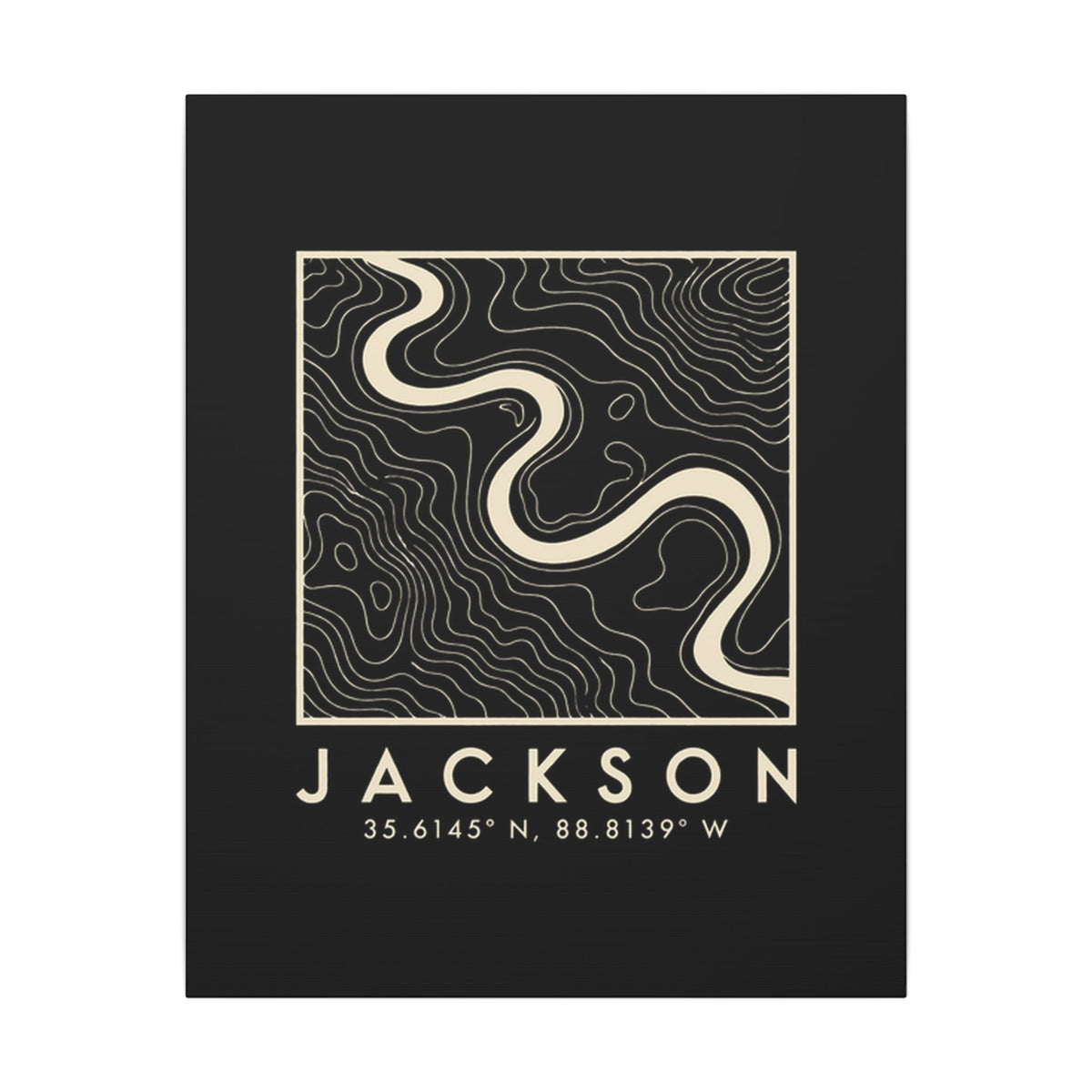 Jackson Topo Map Canvas Print (Black)