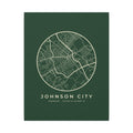 Johnson City Street Map Canvas Print (Forest Green)