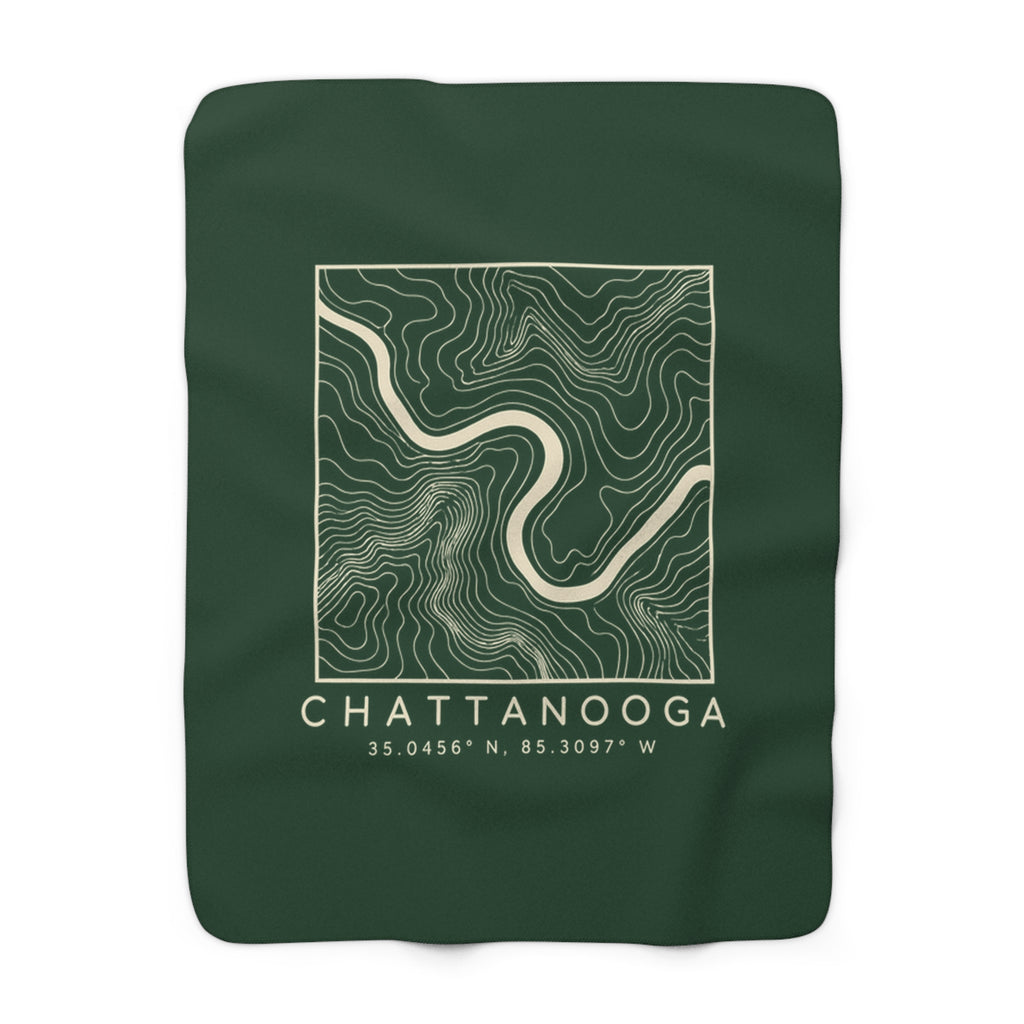 Chattanooga Topo Map Sherpa Blanket (Forest Green)