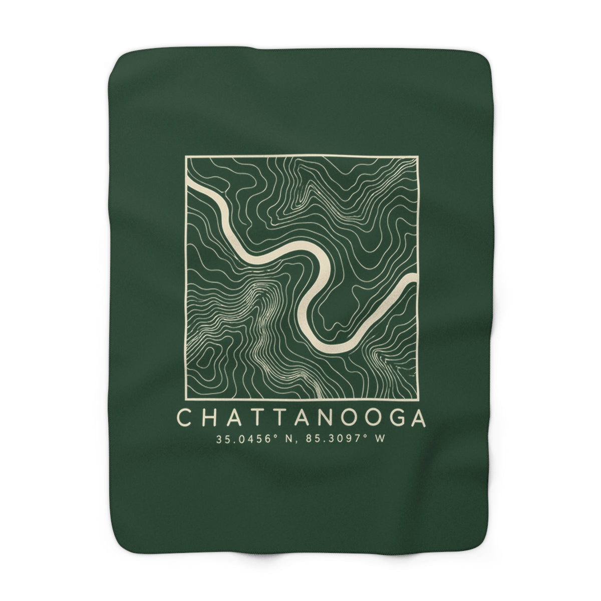 Chattanooga Topo Map Sherpa Blanket (Forest Green)