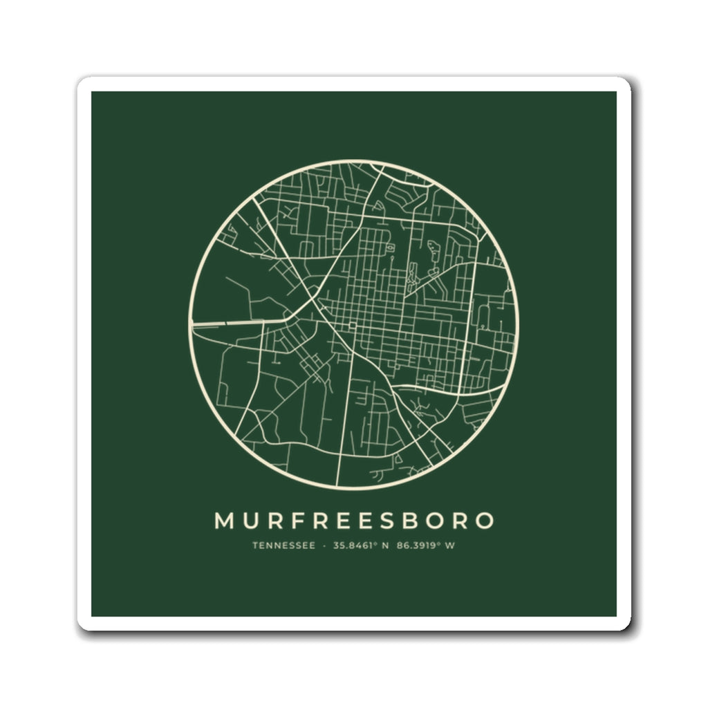 Murfreesboro Street Map Magnet (Forest Green)