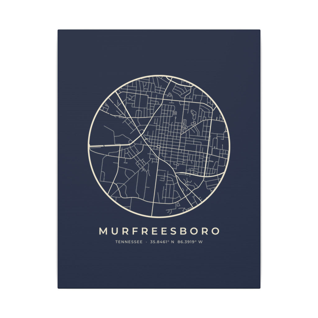 Murfreesboro Street Map Canvas Print (Navy)
