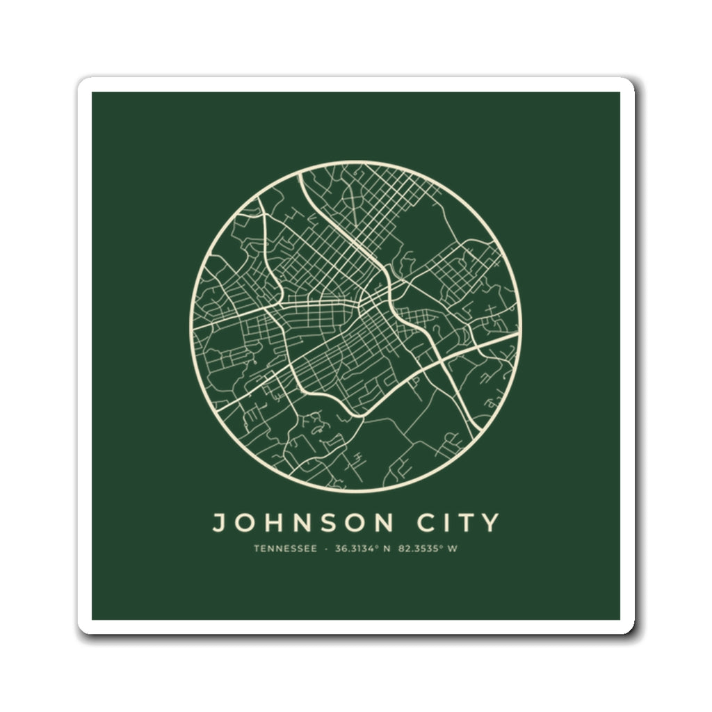 Johnson City Street Map Magnet (Forest Green)