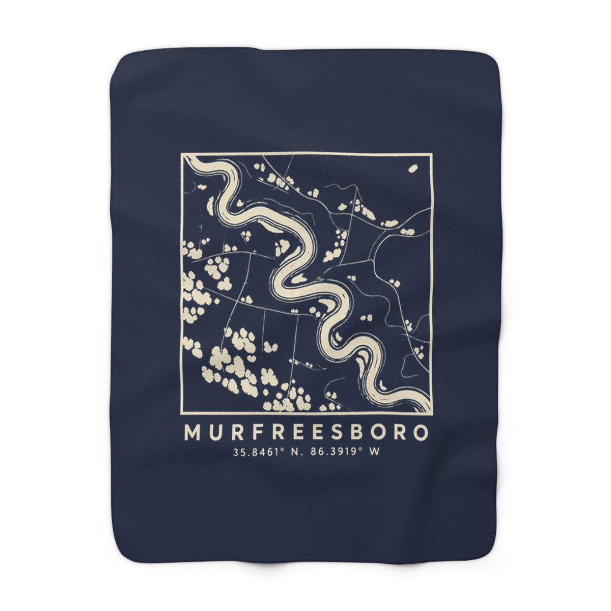 Murfreesboro Topo Map Sherpa Blanket (Navy)