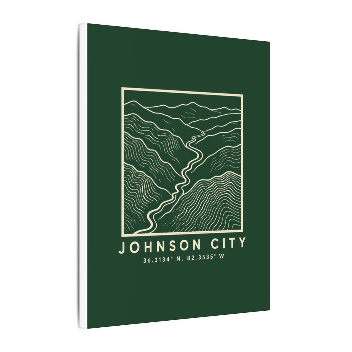 Johnson City Topo Map Canvas Print (Forest Green)