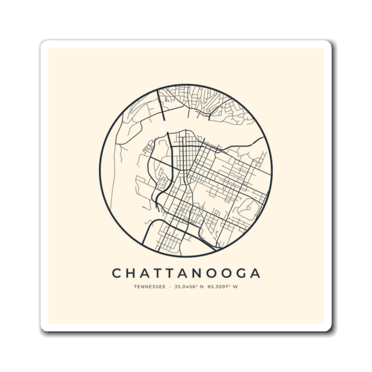 Chattanooga Street Map Magnet