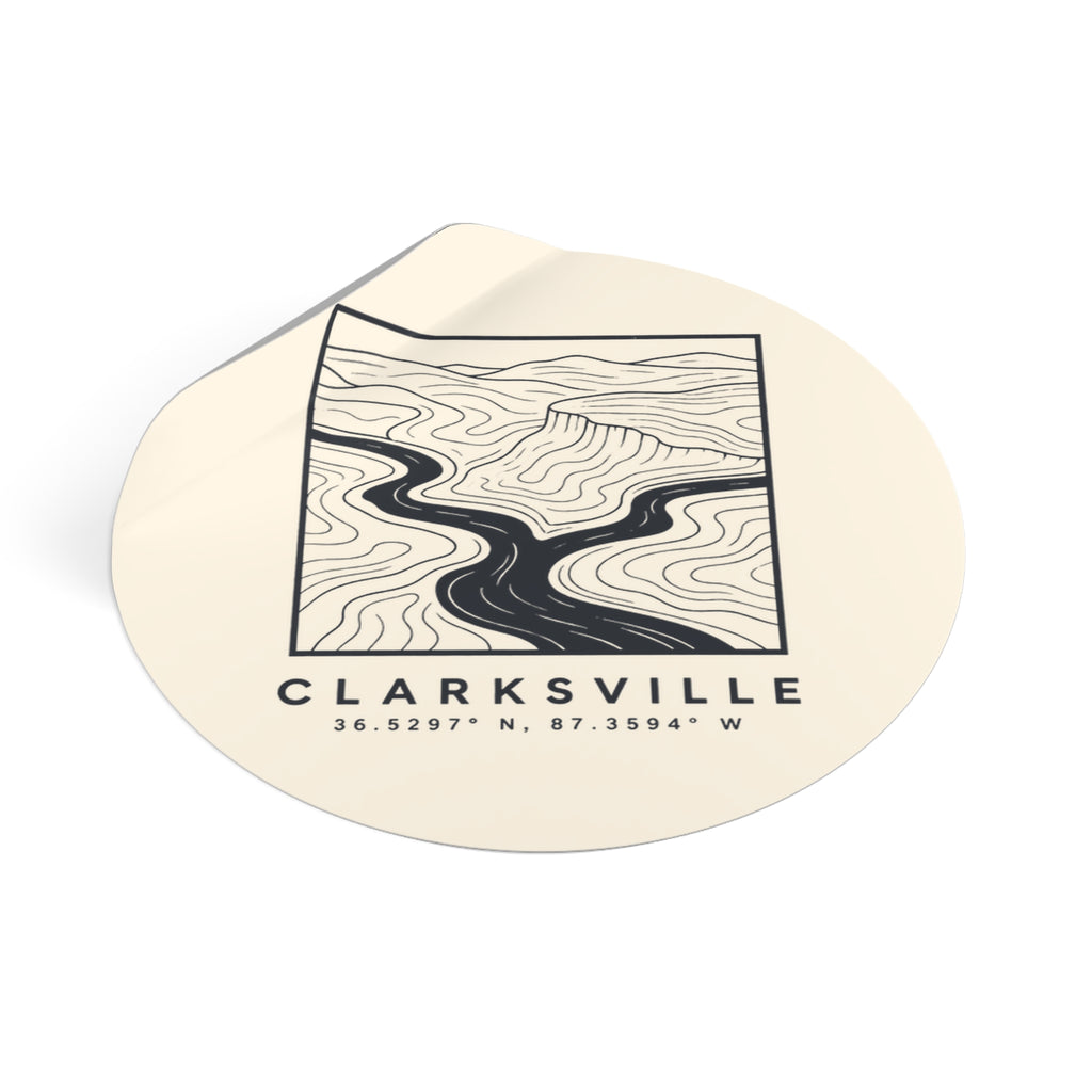 Clarksville Topo Map Sticker
