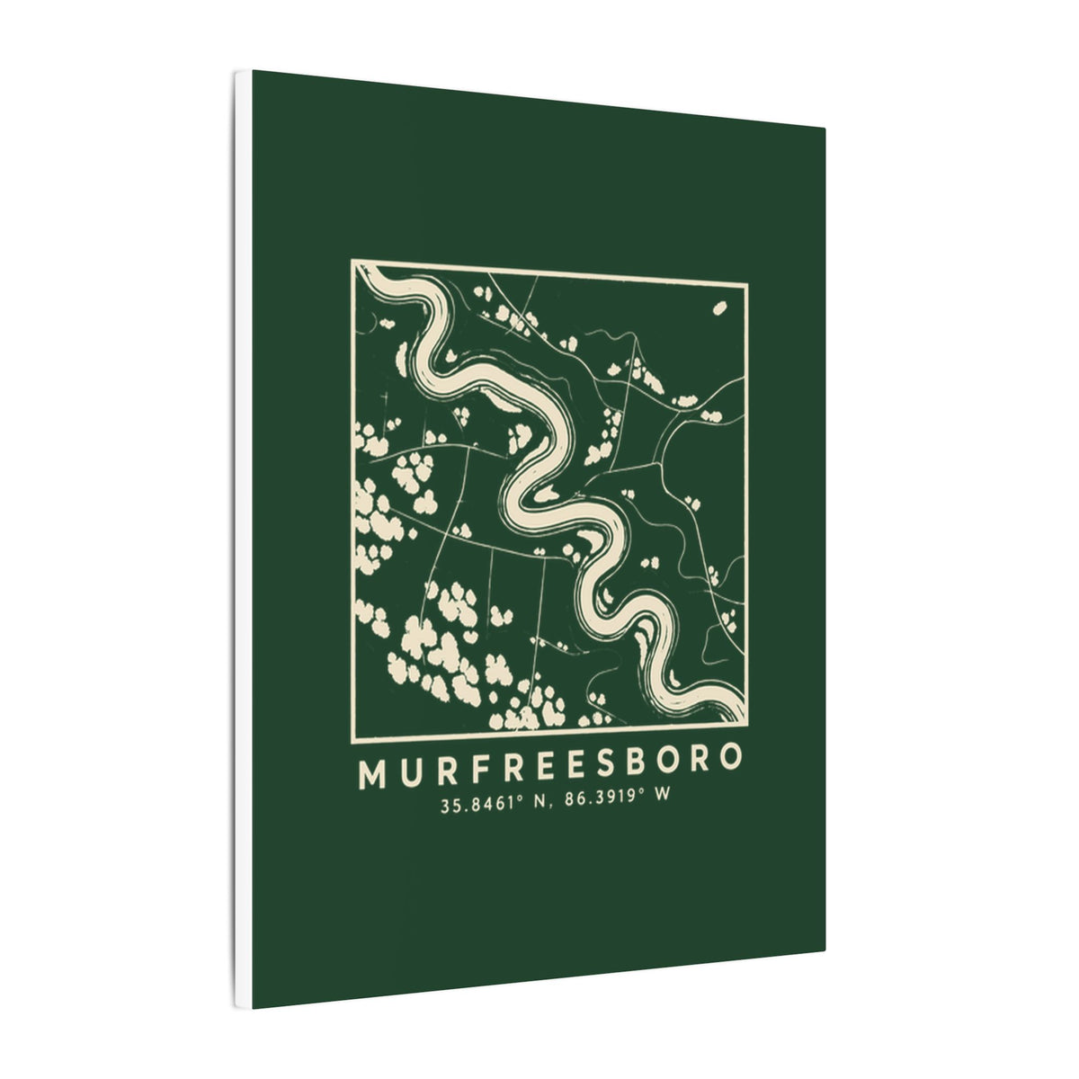 Murfreesboro Topo Map Canvas Print (Forest Green)