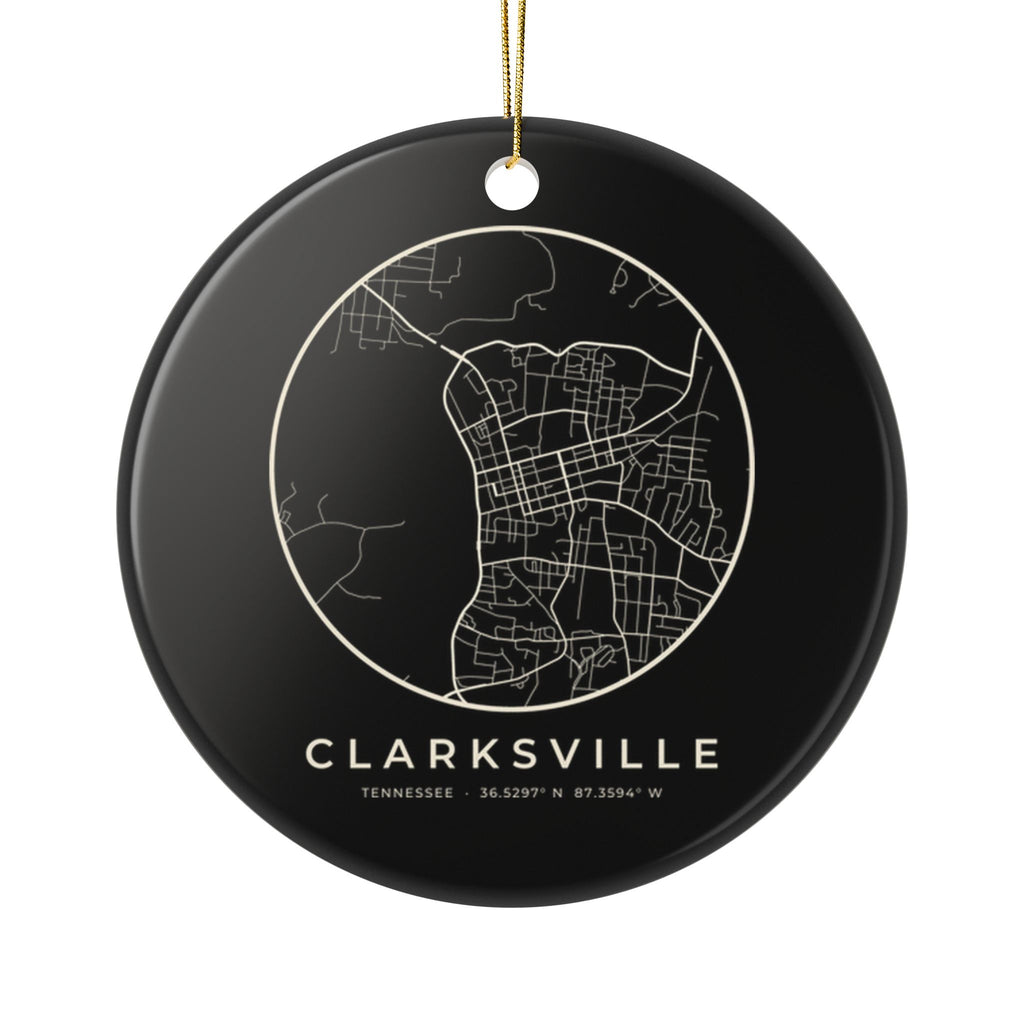 Clarksville Street Map Ornament (Black)