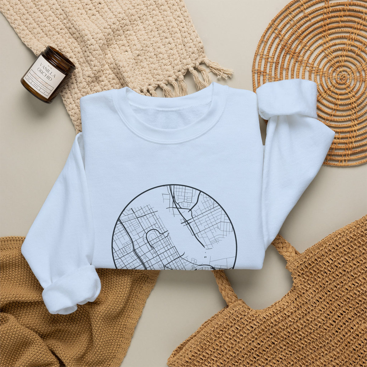 Nashville Street Map Crewneck Sweatshirt