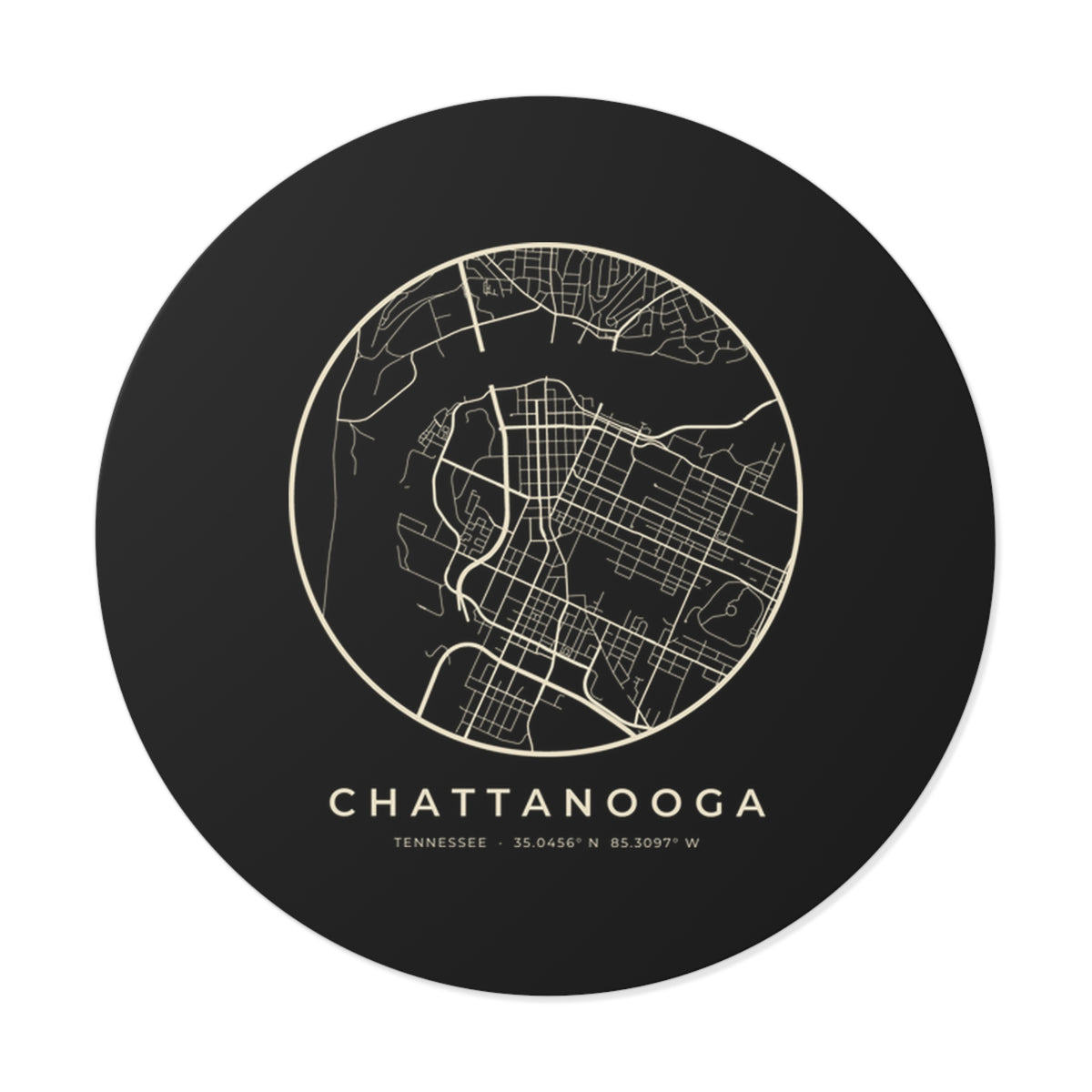 Chattanooga Street Map Sticker (Black)