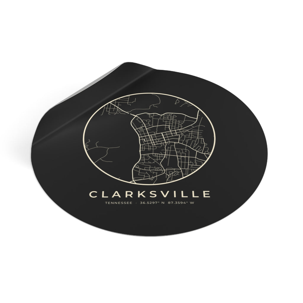 Clarksville Street Map Sticker (Black)