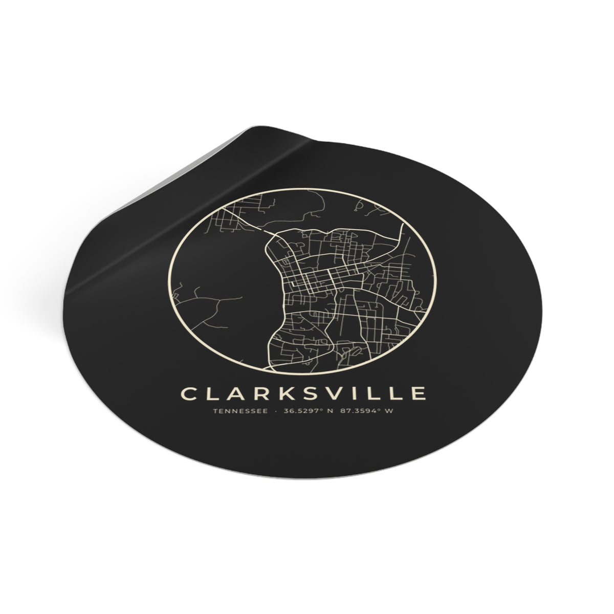 Clarksville Street Map Sticker (Black)